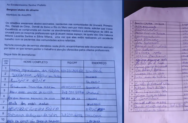 Moradores da comunidade de Urucará, em Arez (RN), se mobilizam contra demissão de profissionais da saúde