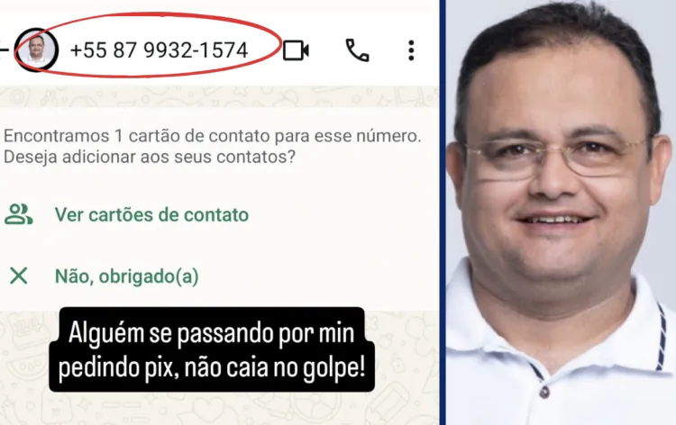 Criminosos tentam aplicar golpes se passando por vice-prefeito de Goianinha